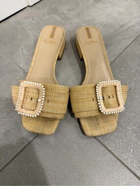 SAM EDELMAN raffia slide. sz 7